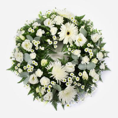 Wreath SYM-321 - Classic Wreath in White  31cm / 12” Oasis Wreath Frame