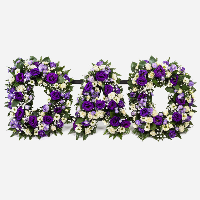 Letters SYM-341 - Example Style 2: Dad in Letters. 

*Fine Print: Every product is hand made and delivered by the local florist. Pictures shown are recent examples of an actual arrangement that was designed by talented florists! Please note that each individual florist cannot guarantee what the flower varieties or colours will be (unless specified on the product description), they will guarantee that your specific arrangement will be fresh and beautiful.